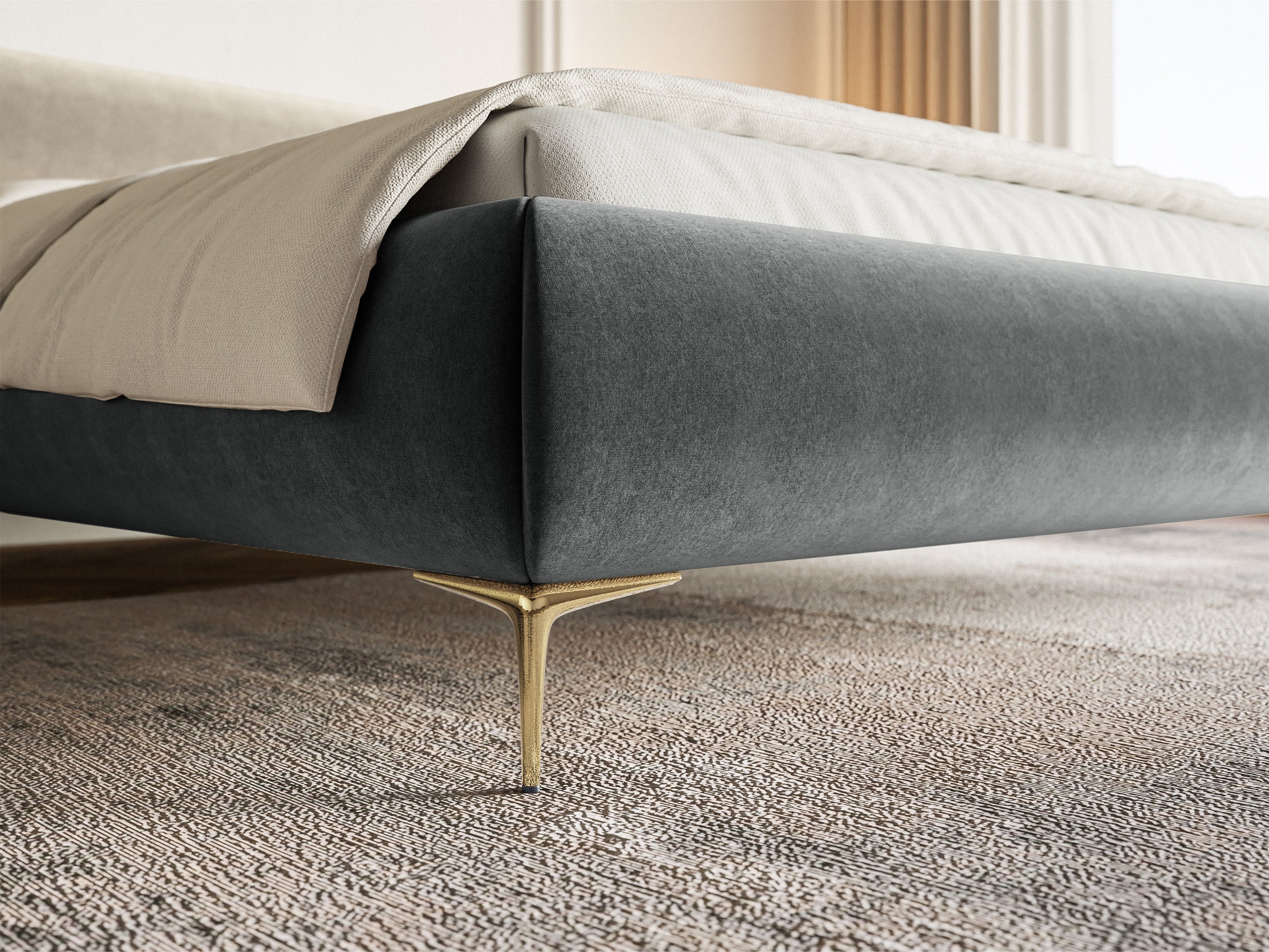 selsey-roule-gepolstertes-bett-160x200-cm-grauer-velours-goldene-beine image 4