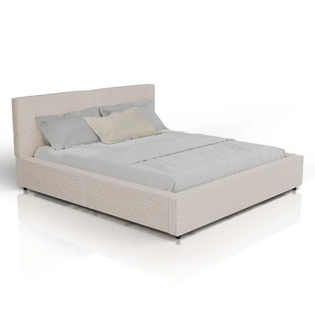 juskys-salerno-polsterbett-180x200-cm-cord-beige-mit-kopf-und-fu-teil image 1