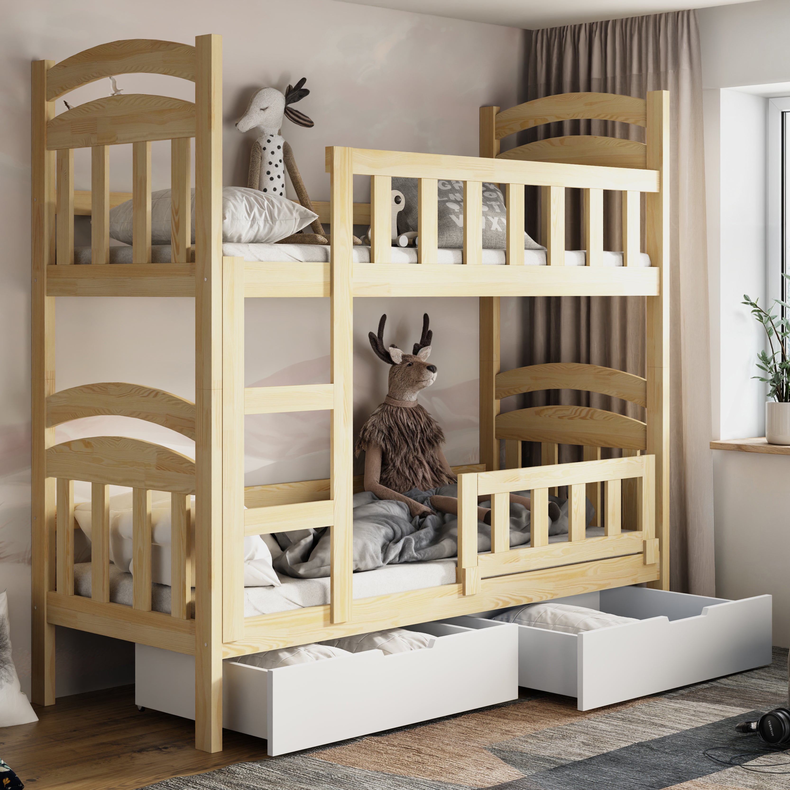 selsey-dopio-etagenbett-90x200-cm-kiefer-mit-matratzen-und-schubladen image 2