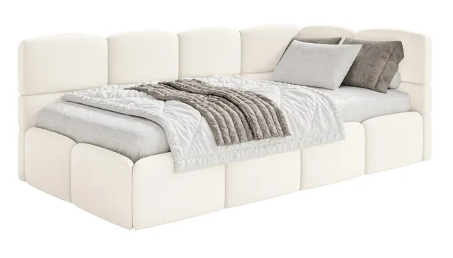 selsey-cloudy-jugendbett-90x200-cm-rechts-creme-velours-mit-matratze image 1