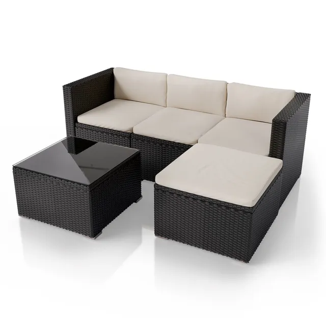 juskys-polyrattan-lounge-punta-cana-m-3-sitzer-sitzgruppe-schwarz-grau image 1