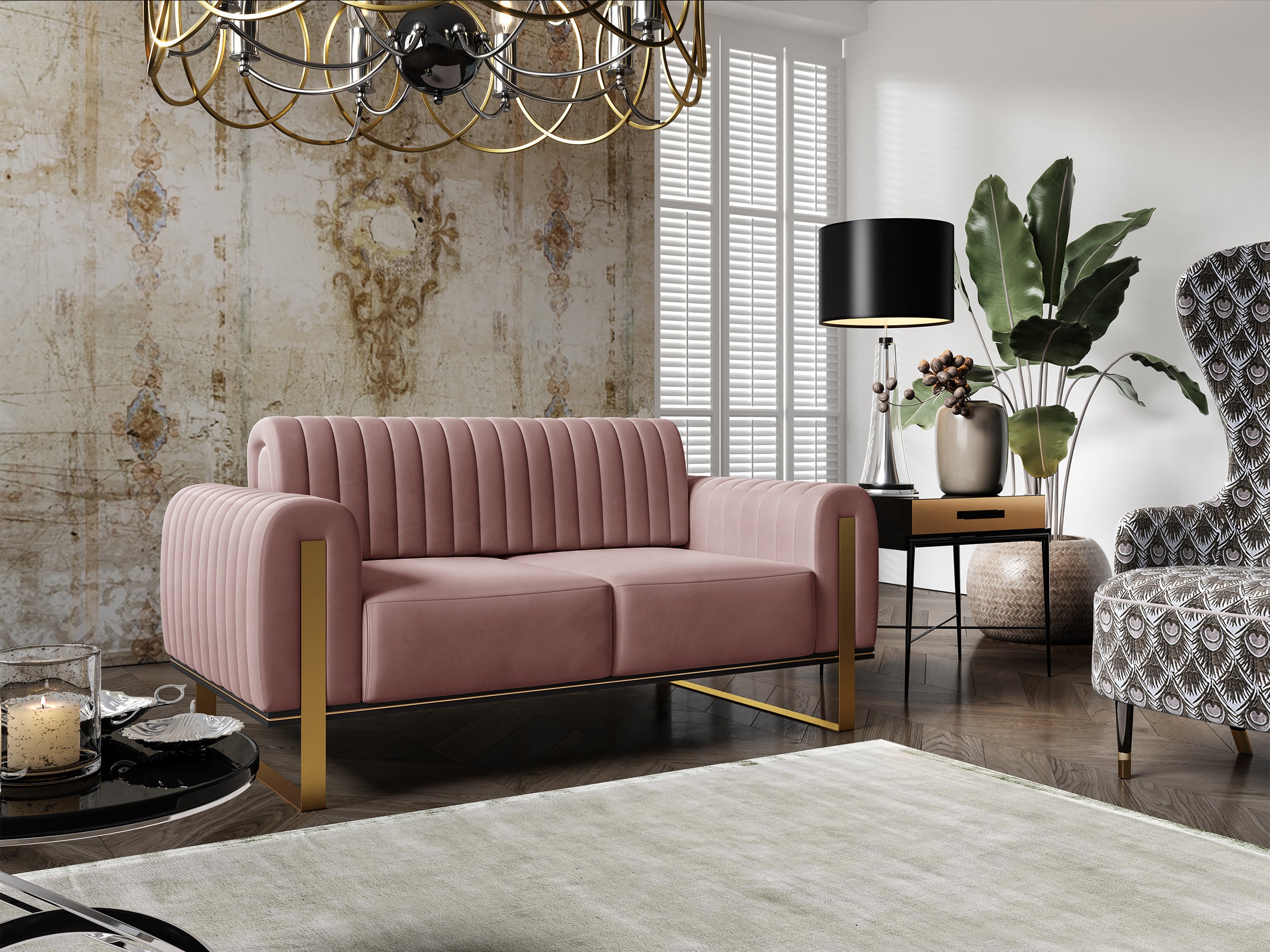 selsey-parissa-zweisitziges-sofa-rosa-samt image 4