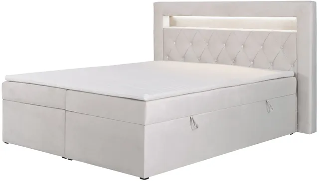 selsey-goldess-kontinentalbett-140x200-cm-mit-stauraum-und-led-grau-beiger-samt image 1