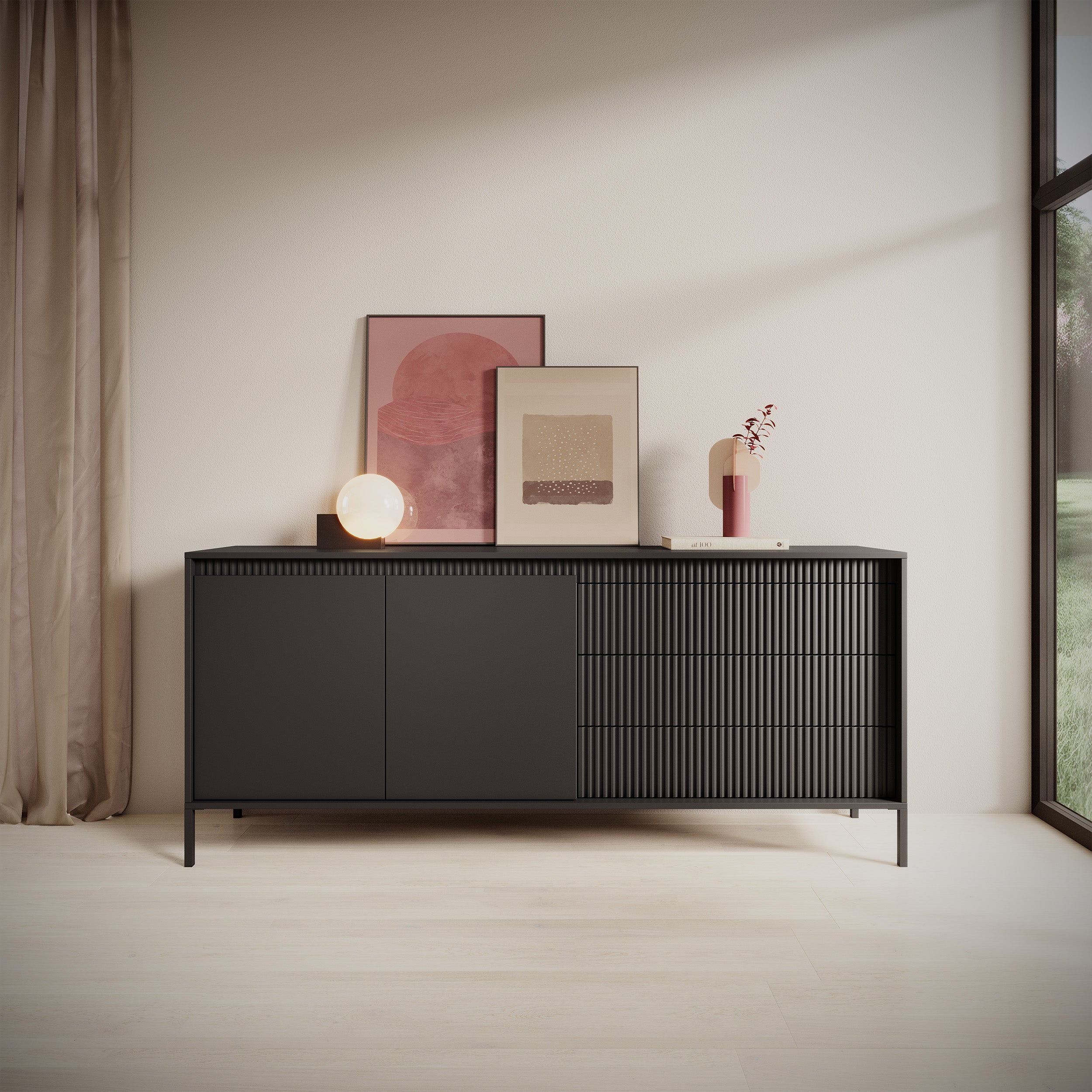 selsey-falsetto-zweit-rige-kommode-187-cm-mit-3-schubladen-geriffelte-fronten-sc image 2
