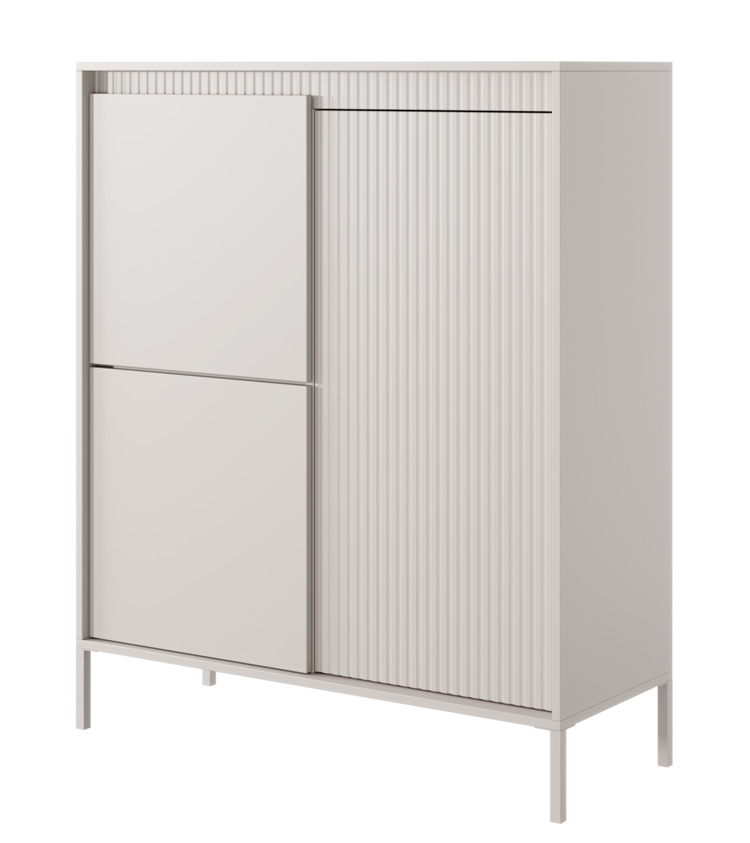 selsey-falsetto-hohe-kommode-mit-3-t-ren-und-gerillten-fronten-104-cm-beige image 1