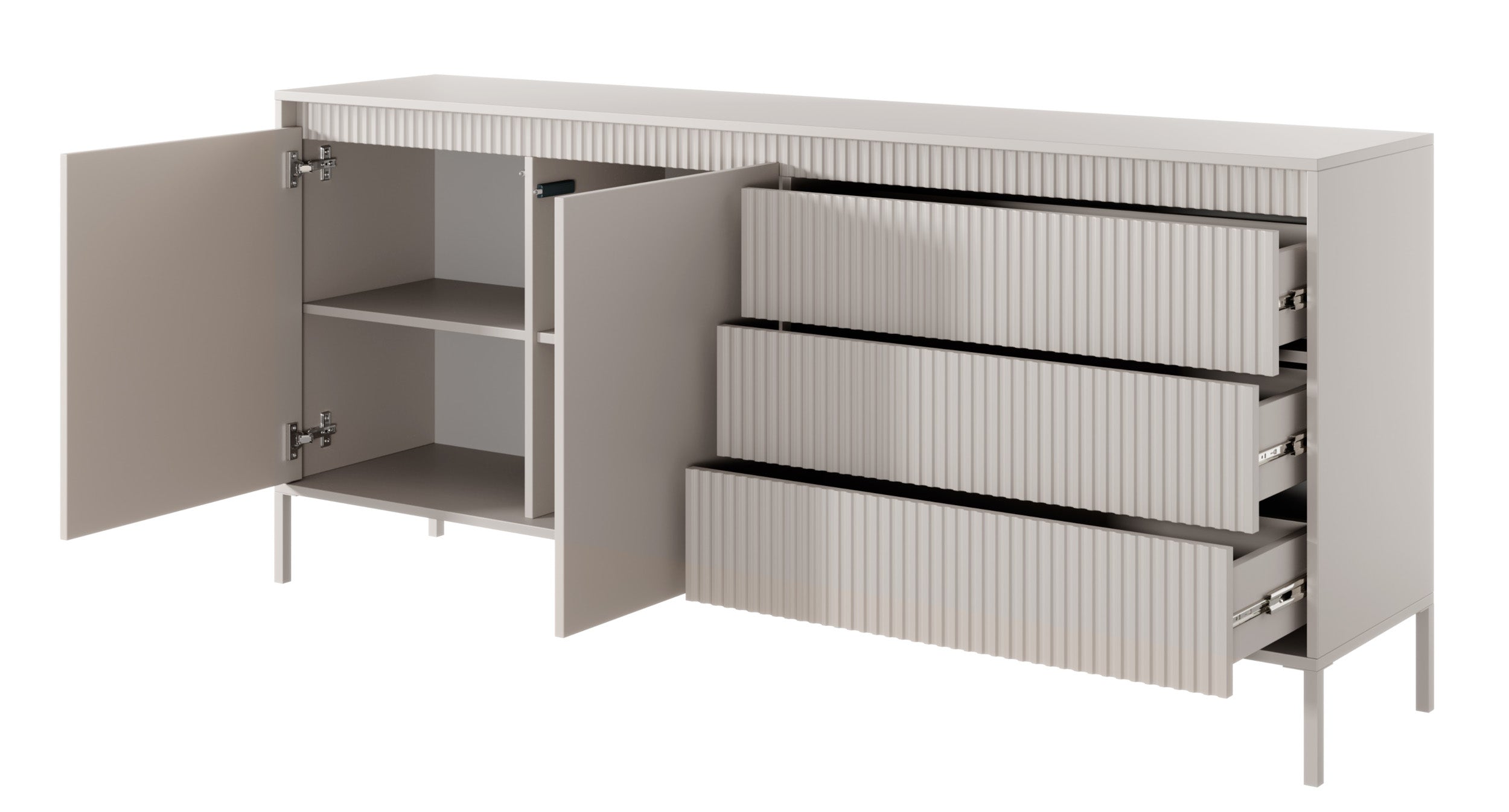 selsey-falsetto-zweit-rige-kommode-187-cm-beige-mit-gerillten-fronten-und-drei-s image 5