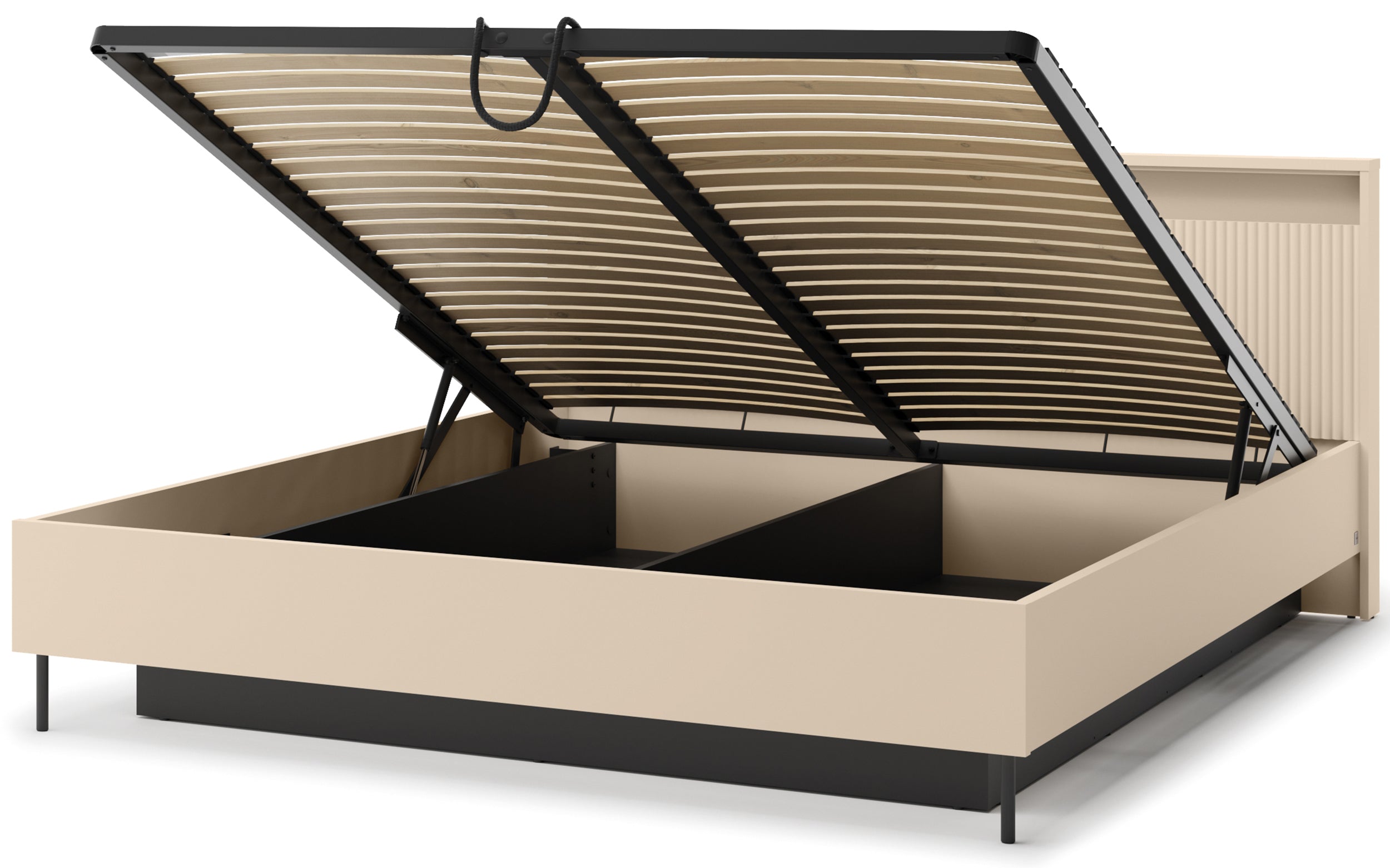 selsey-trend-bett-180x200-cm-gerillt-mit-stauraum-und-beleuchtung-sandbeige-schw image 7