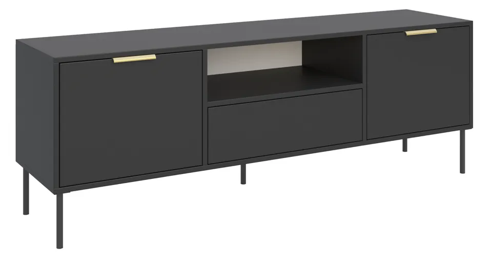 selsey-vena-tv-schrank-160-cm-zweit-rig-mit-schublade-schwarz image 1