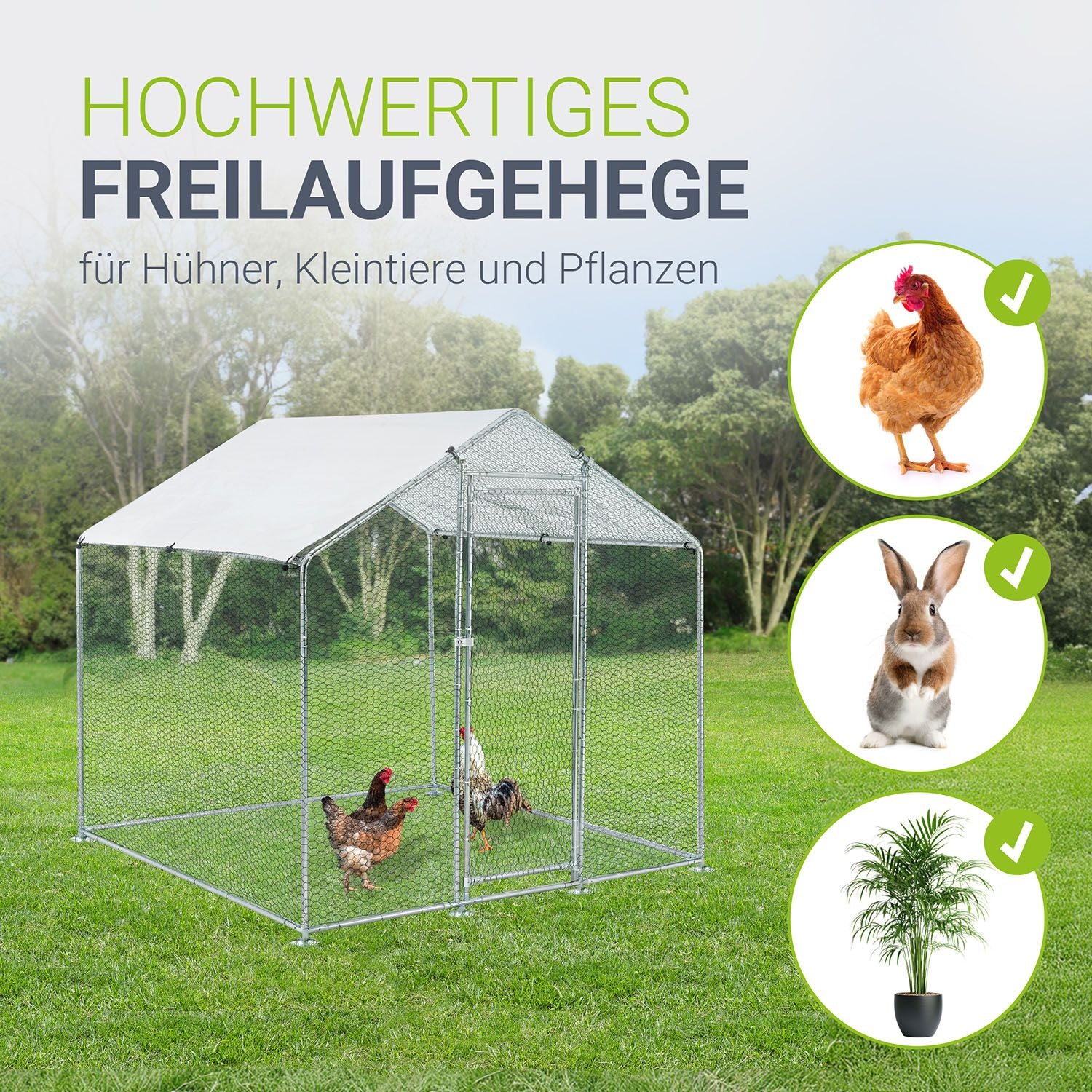 juskys-freilaufgehege-hls25t-4-m-h-hnergehege-2x2x2-m-mit-plane image 3