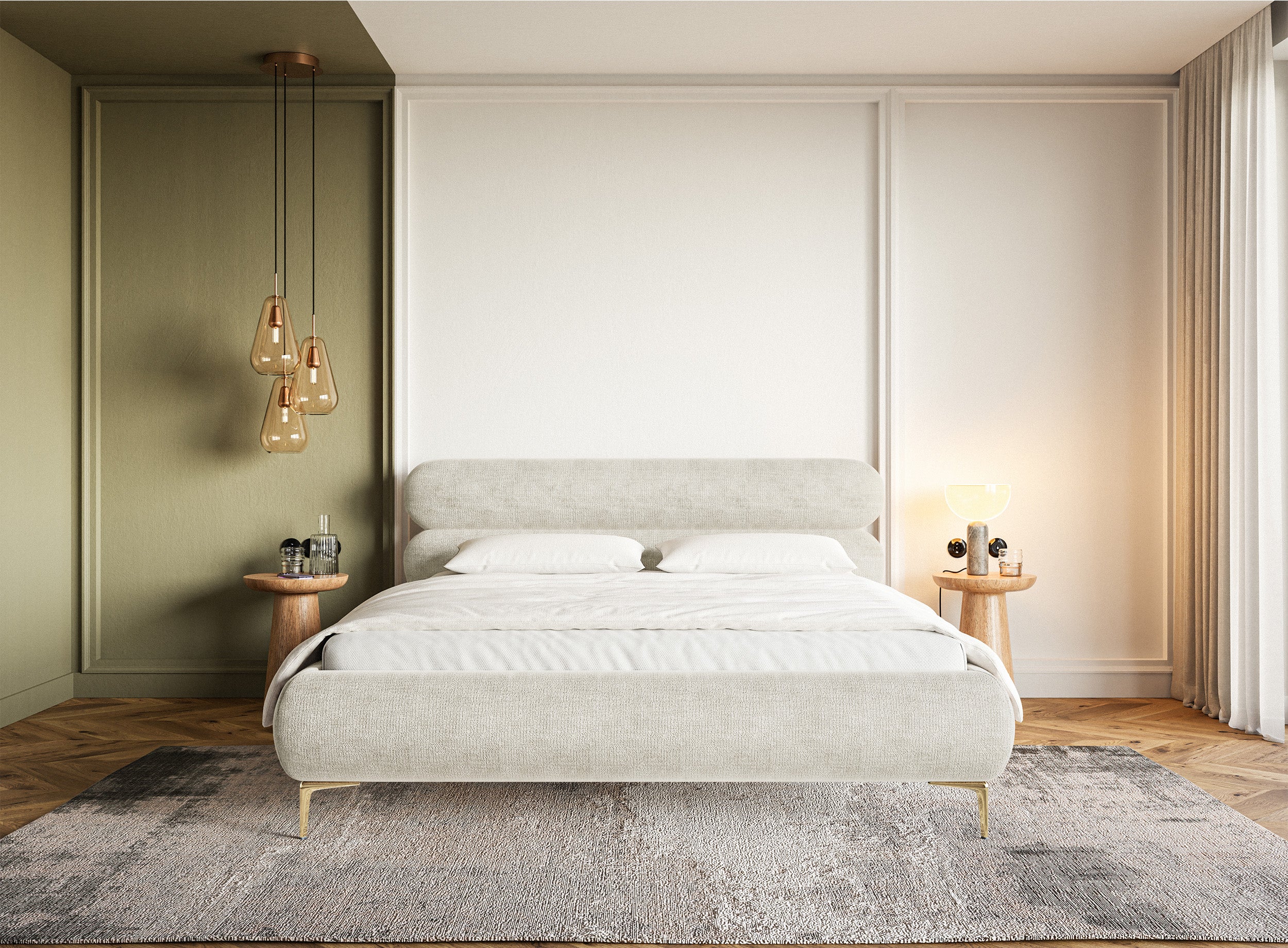 selsey-roule-polsterbett-160x200-cm-mit-stauraum-hellbeige-chenille-goldene-bein image 2