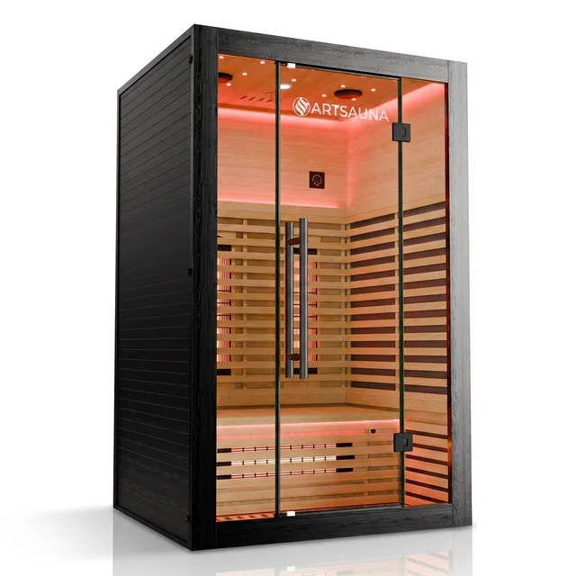 juskys-infrarotkabine-trondheim-120-schwarz-hemlock-holz-f-r-2-personen image 1