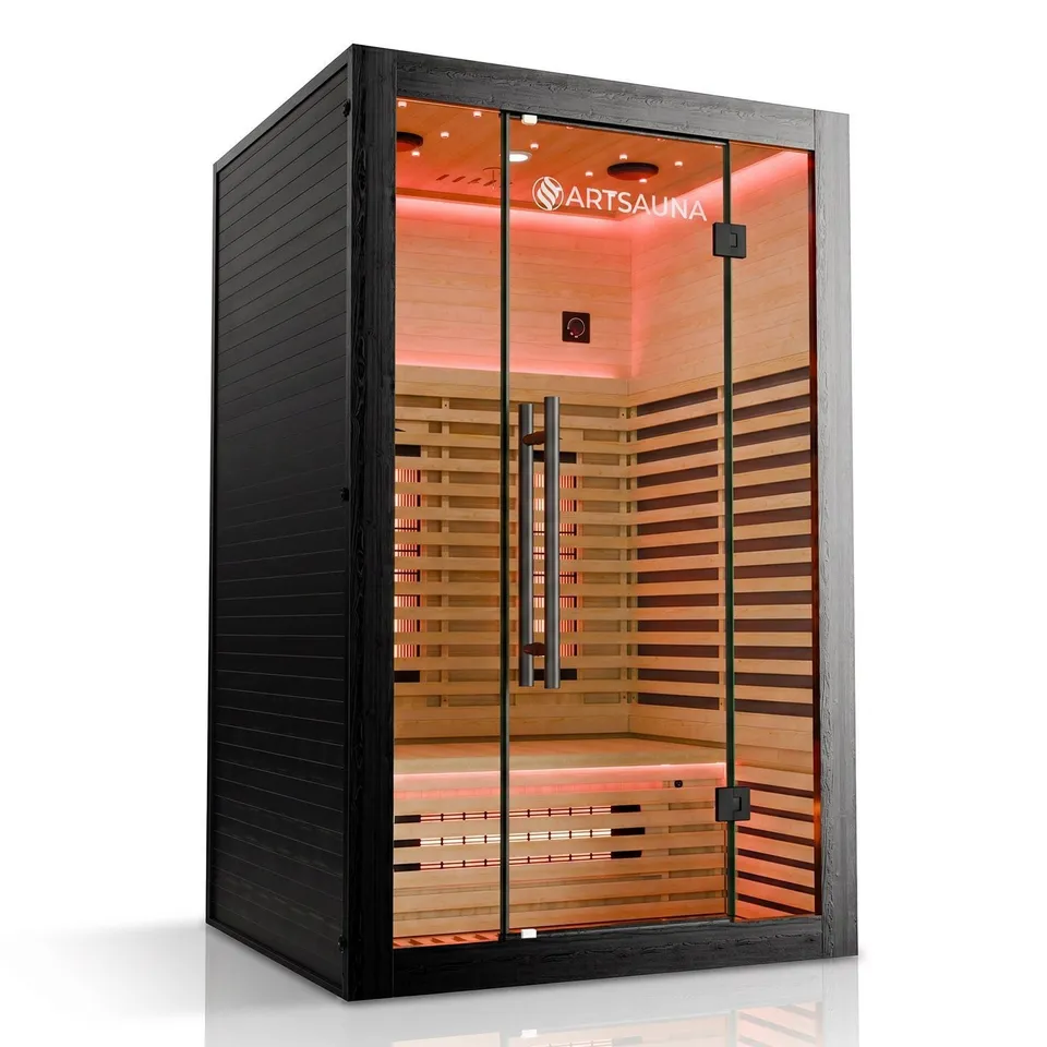 juskys-infrarotkabine-trondheim-120-schwarz-hemlock-holz-f-r-2-personen image 1