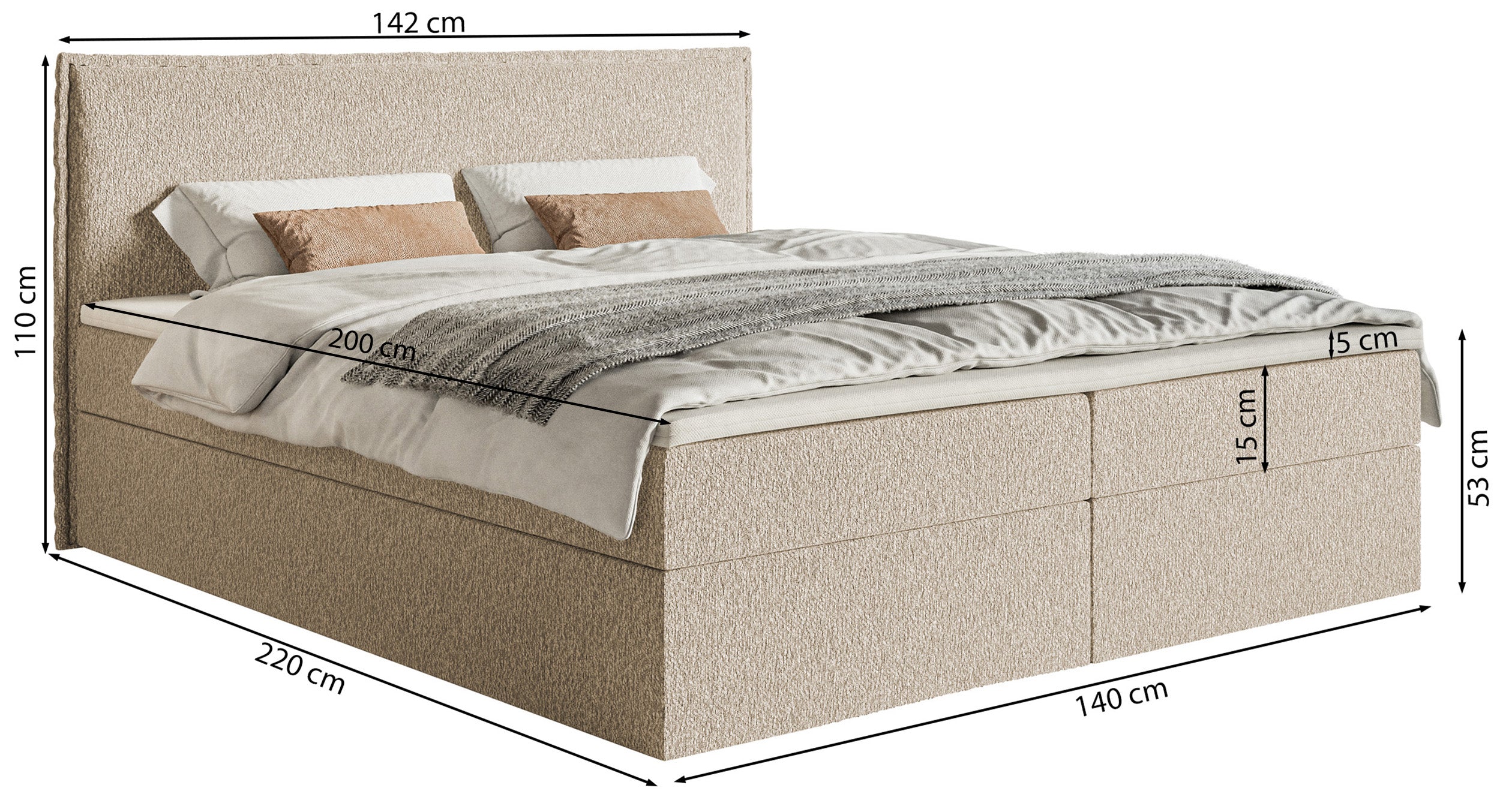 selsey-softie-kontinentalbett-140x200-cm-hellgrau-chenille-mit-topper image 7