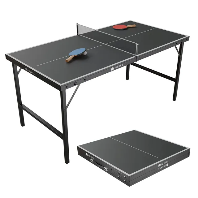 juskys-mini-tischtennisplatte-flexi-schwarz-silber-klappbar-inkl-zubeh-r image 1