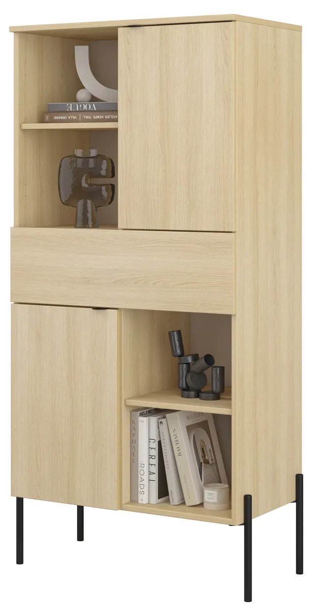 selsey-ore-zweit-riges-regal-70-cm-mit-schublade-lindberg-eiche image 1