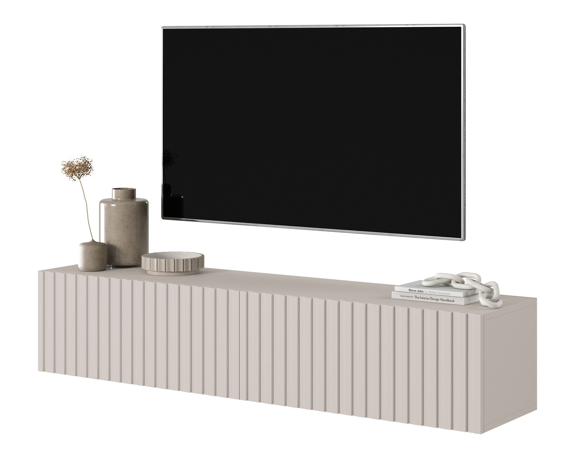 selsey-telire-tv-schrank-138-6-cm-mit-lamellenfront-grau-beige image 4