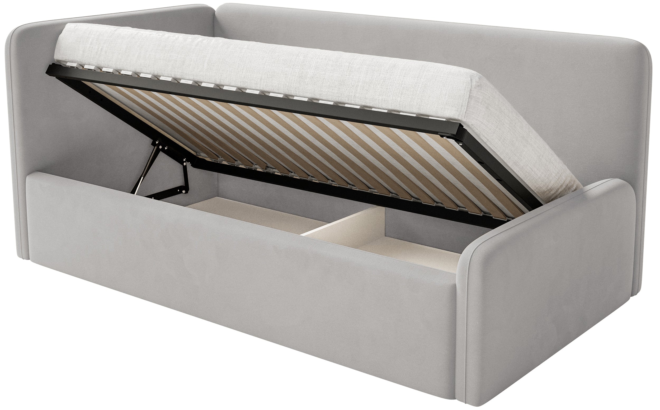 selsey-fanklo-jugendbett-90x200-cm-links-mit-stauraum-hellgrauer-samt image 3
