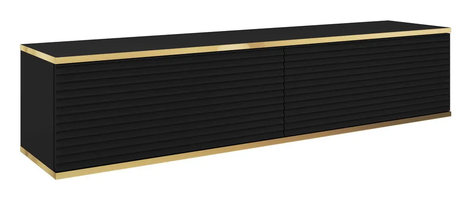 selsey-mucalma-tv-schrank-135-cm-schwarz-mit-goldenen-lamellen-akzenten image 1