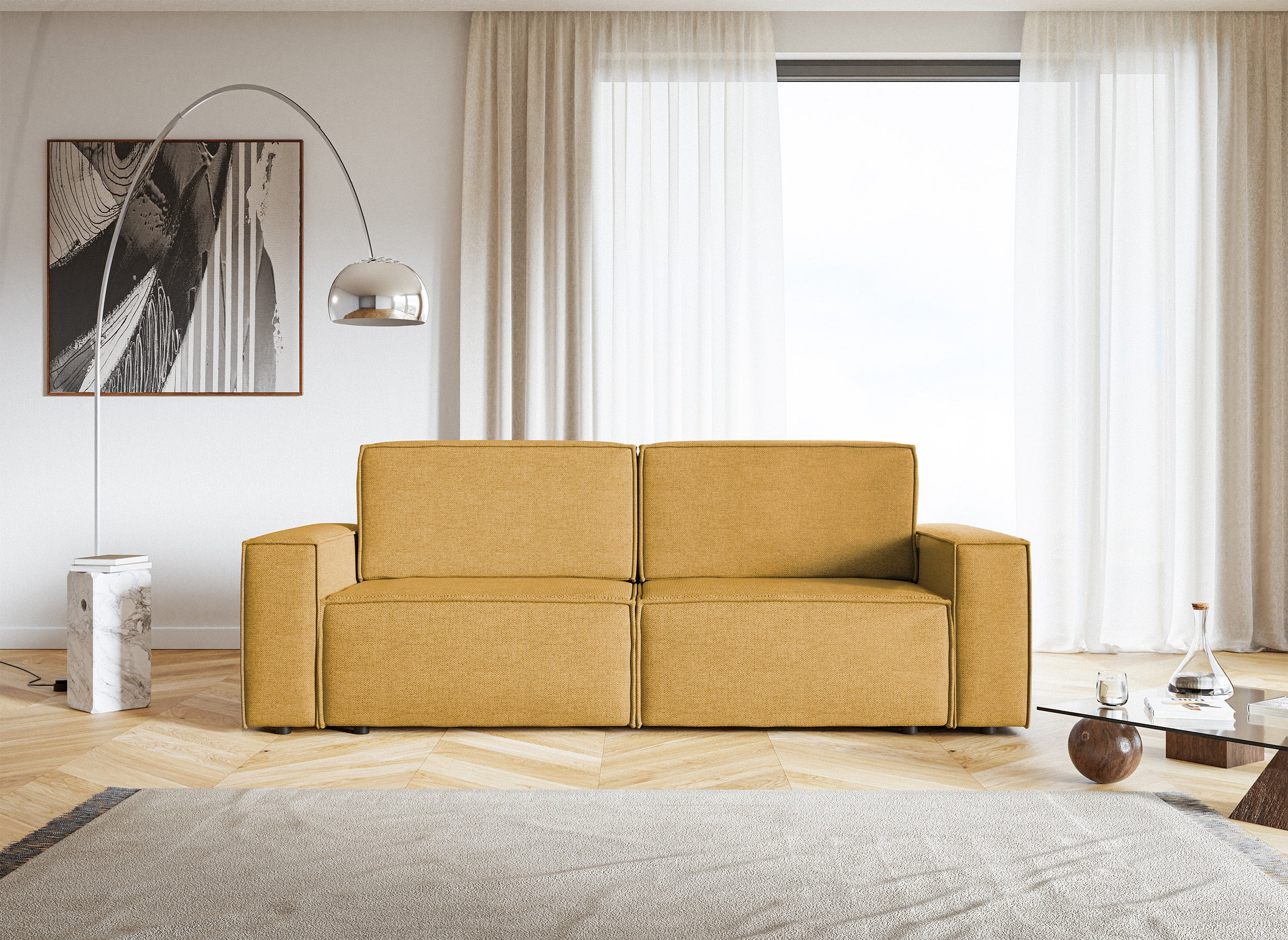 selsey-copertino-dreisitziges-ausklappbares-sofa-senfgelb-pflegeleichtes-geflech image 3