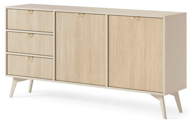selsey-favoria-kommode-158-cm-2-t-rig-mit-schubladen-beige-fischgr-tmuster-golde image 1