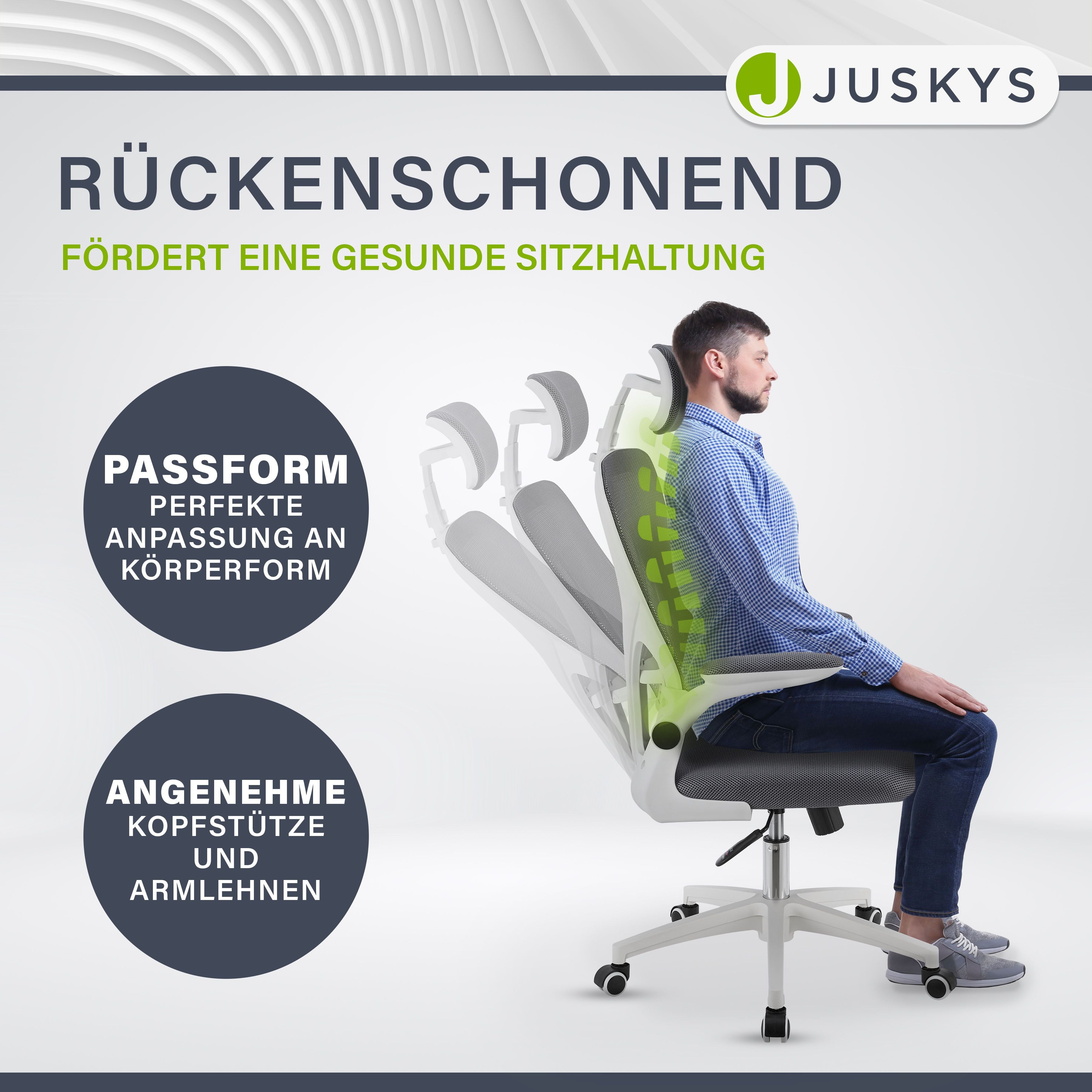 juskys-b-rostuhl-baltimore-grau-wei-ergonomischer-schreibtischstuhl image 2
