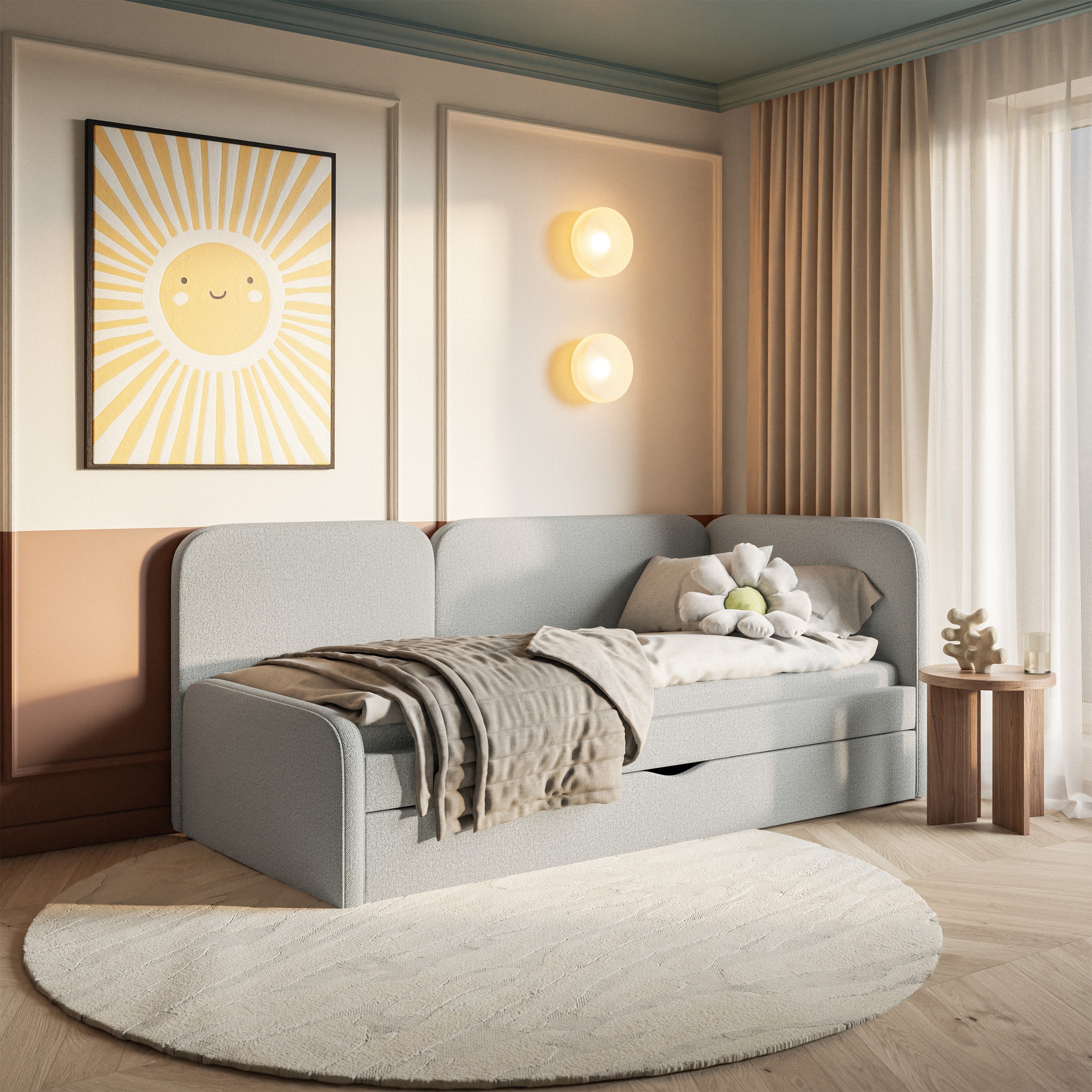 selsey-cuddy-jugendbett-90x200-cm-rechts-mit-matratze-und-stauraum-grau-beige-st image 2