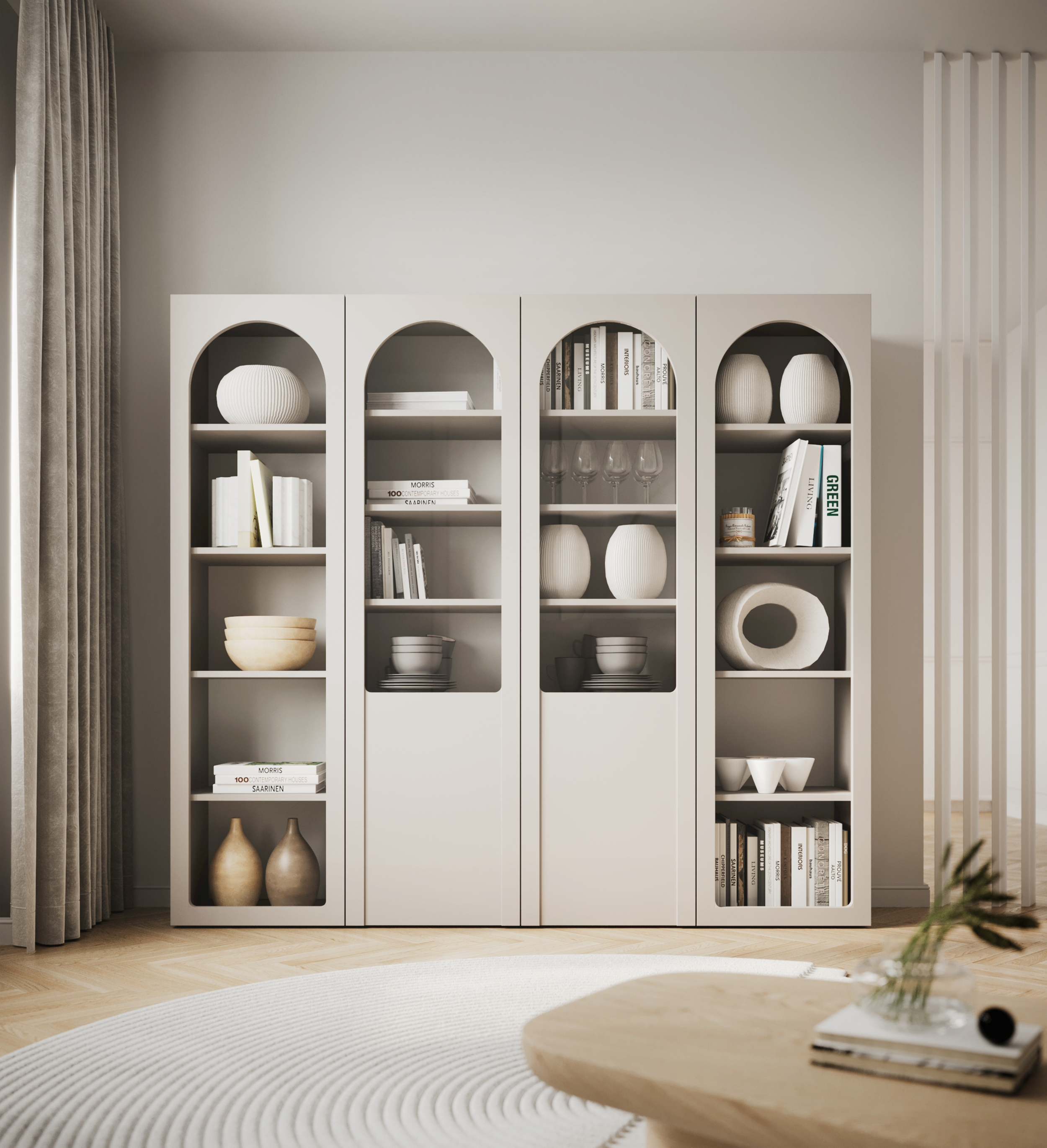 selsey-arkadia-zweifl-gelige-vitrine-100-cm-kaschmir-gefr-ste-verglaste-fronten image 4