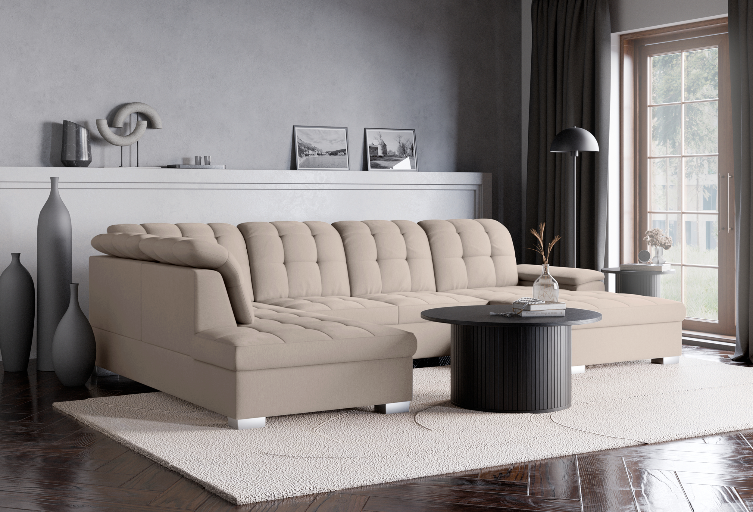 selsey-jamaal-ecksofa-u-f-rmig-rechts-mit-schlaffunktion-und-stauraum-beige-flec image 3