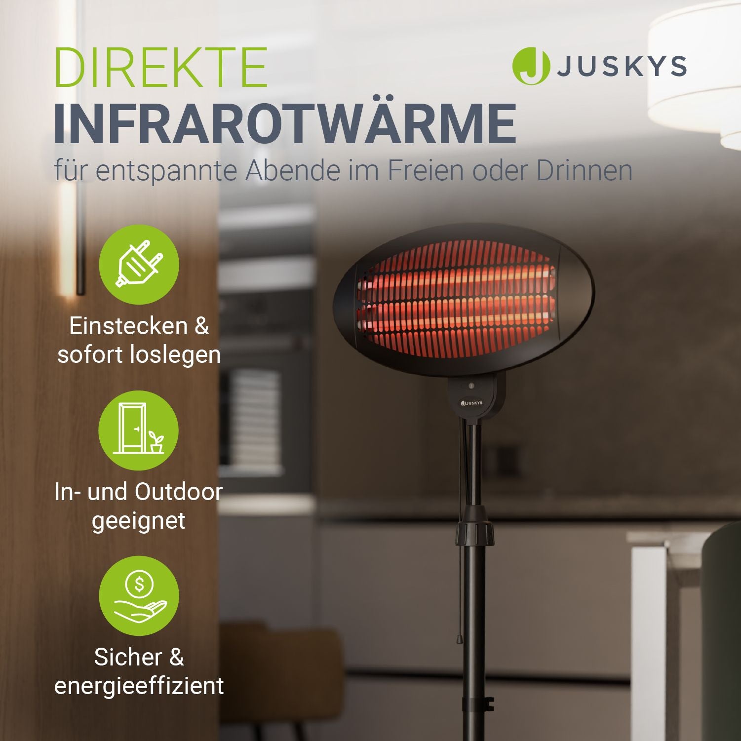 juskys-infrarotstrahler-2000w-schwarz-mit-quarzr-hren-und-teleskopgestell image 2