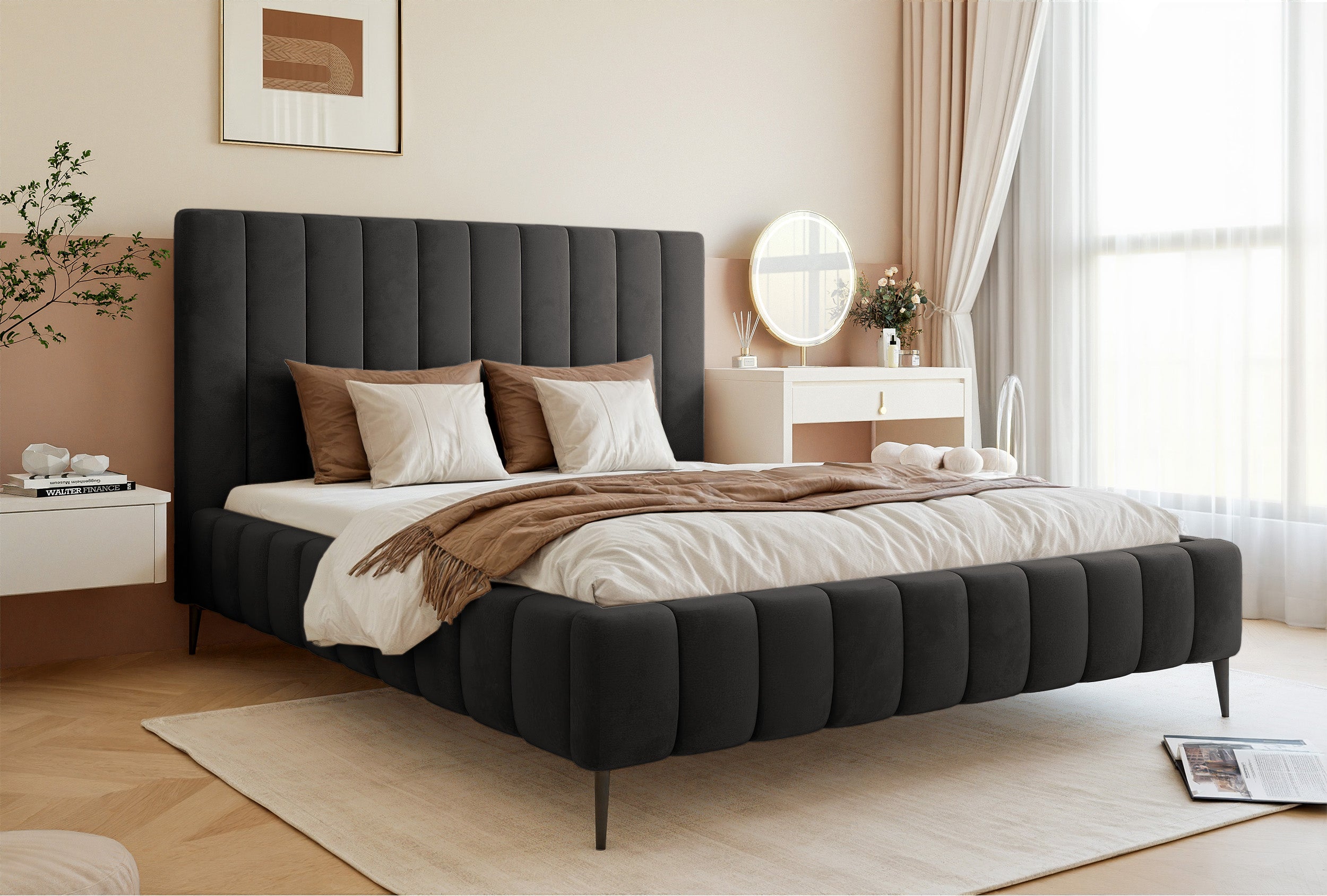 selsey-fiarro-polsterbett-180x200-cm-dunkelgrauer-samt-mit-bettkasten image 2
