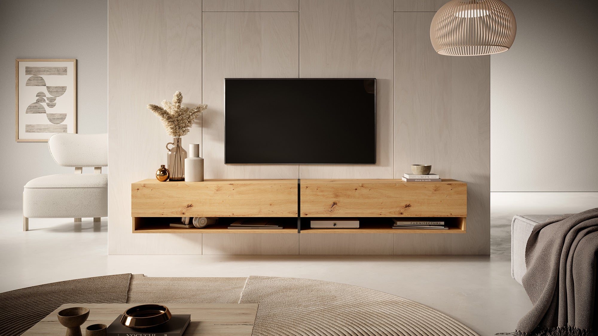selsey-mirrgo-tv-schrank-200-cm-artisan-eiche-mit-grafitfarbenen-eins-tzen image 2