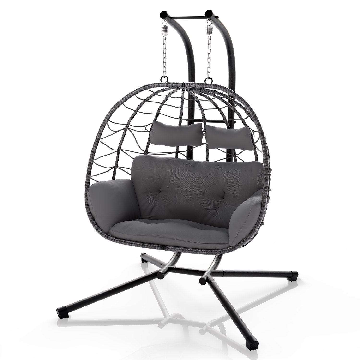 juskys-aria-polyrattan-doppelh-ngesessel-xxl-in-grau-mit-gestell image 1