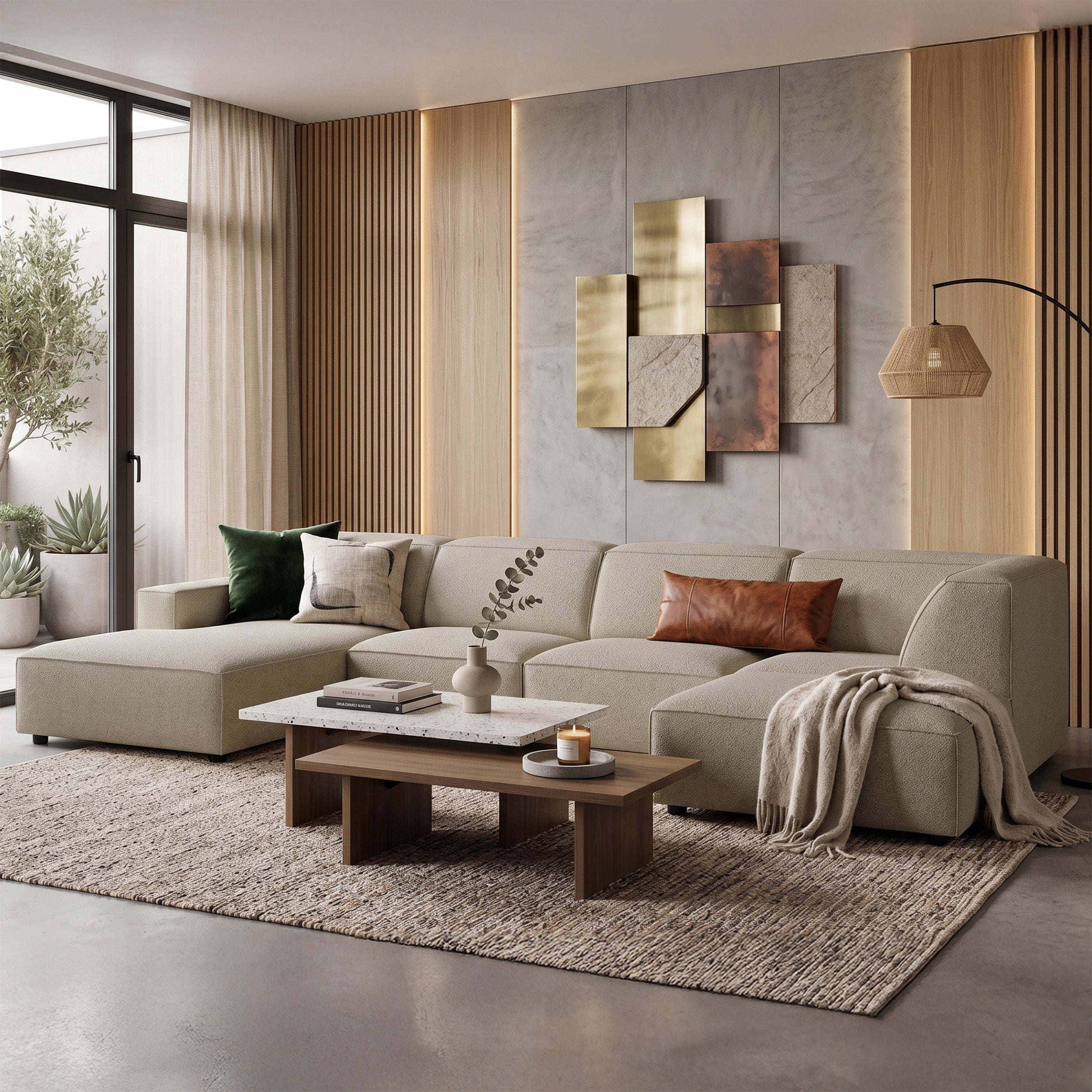 selsey-sellmo-u-modulsofa-rechts-mit-hocker-grau-beige-chenille image 2