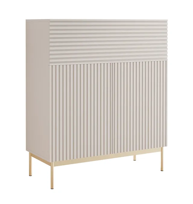 selsey-linearis-kommode-92-cm-zweit-rig-mit-klappfach-und-led-kaschmir-auf-goldb image 1