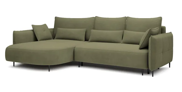 selsey-oblivio-ecksofa-l-links-mit-schlaffunktion-und-stauraum-olivgr-ner-samt-w image 1