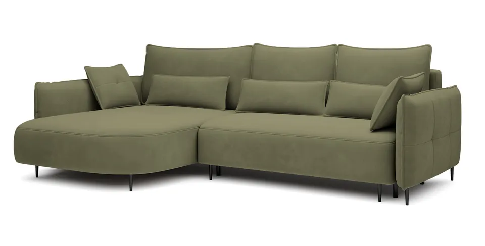 selsey-oblivio-ecksofa-l-links-mit-schlaffunktion-und-stauraum-olivgr-ner-samt-w image 1