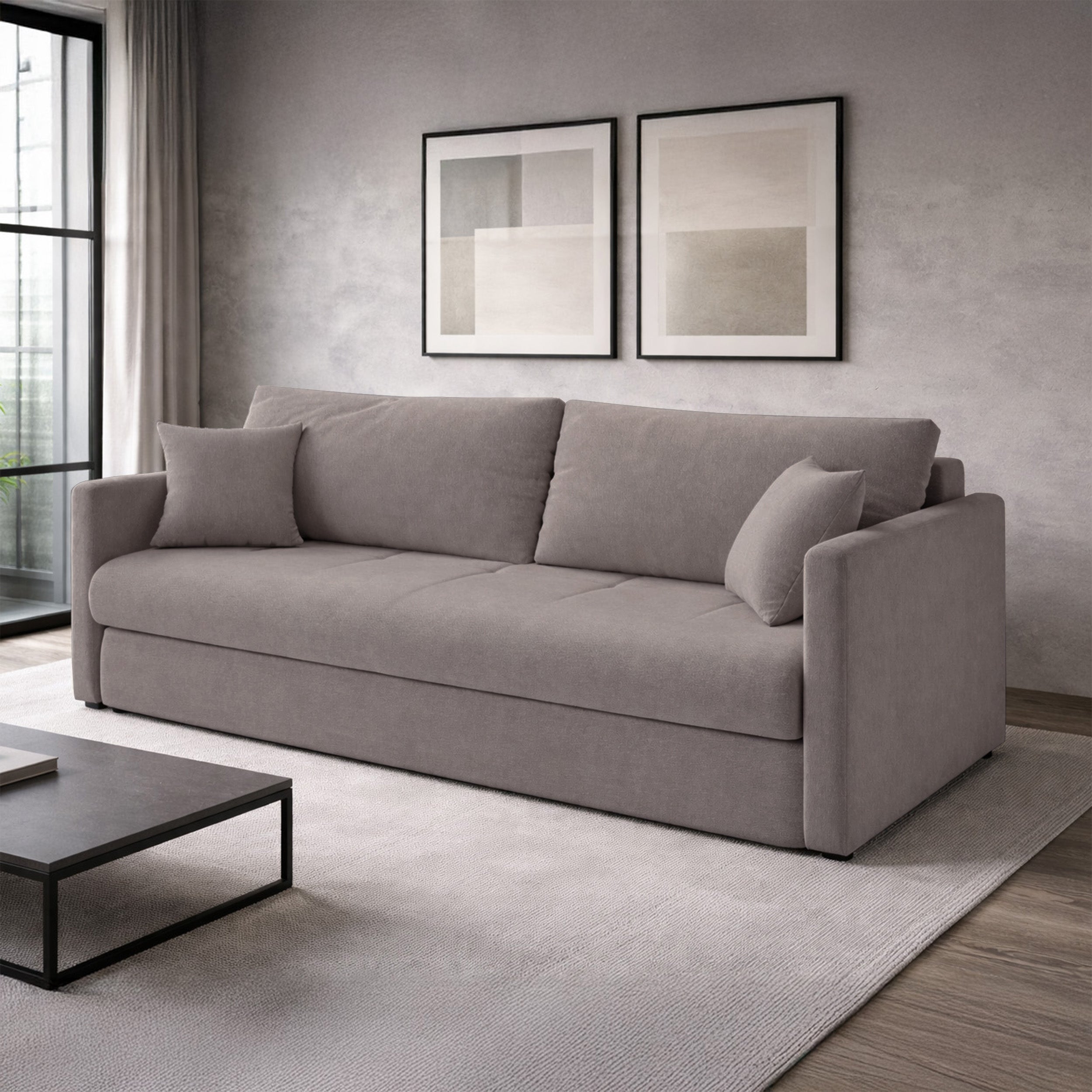 selsey-lorro-3-sitzer-schlafsofa-ausklappbar-mit-stauraum-hellbraunes-chenille image 2