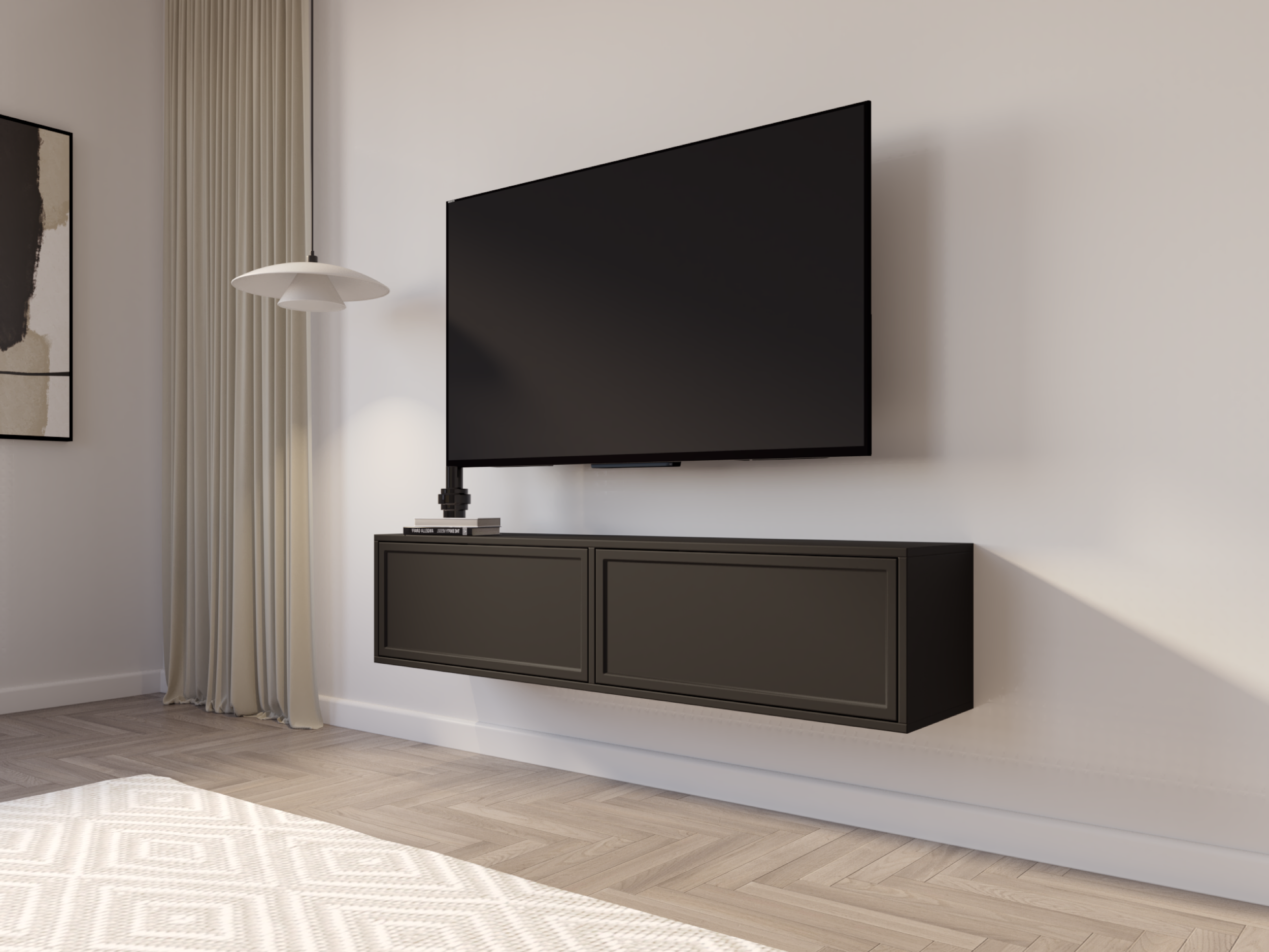selsey-velveto-h-ngender-tv-schrank-140-cm-mit-zwei-klappen-schwarz image 4