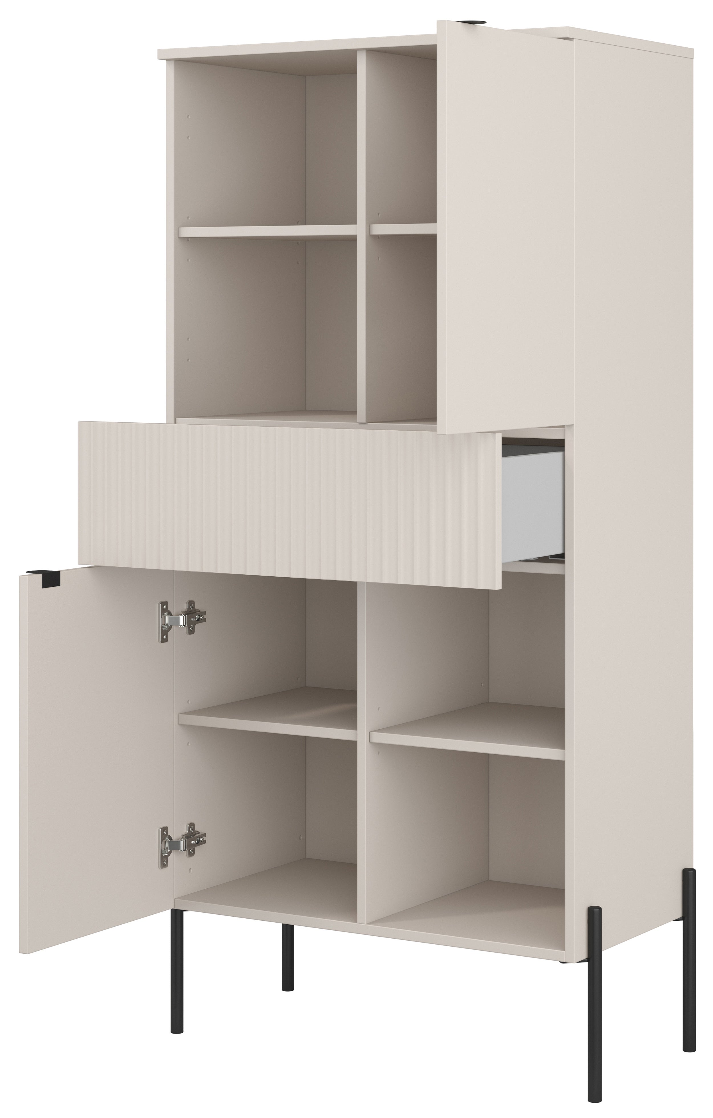 selsey-ore-zweit-riges-regal-70-cm-kaschmir-mit-schublade-und-geriffelter-front image 3