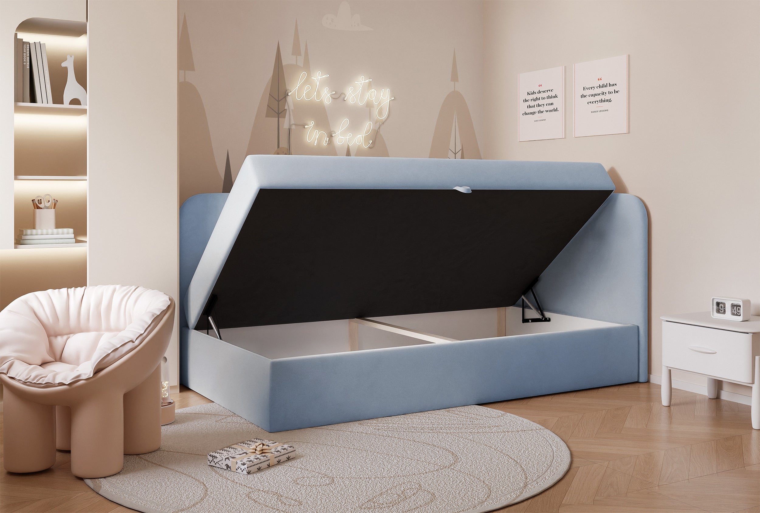 selsey-nubini-jugendbett-90x200-cm-rechts-hellblauer-hydrophober-samt-mit-staura image 3