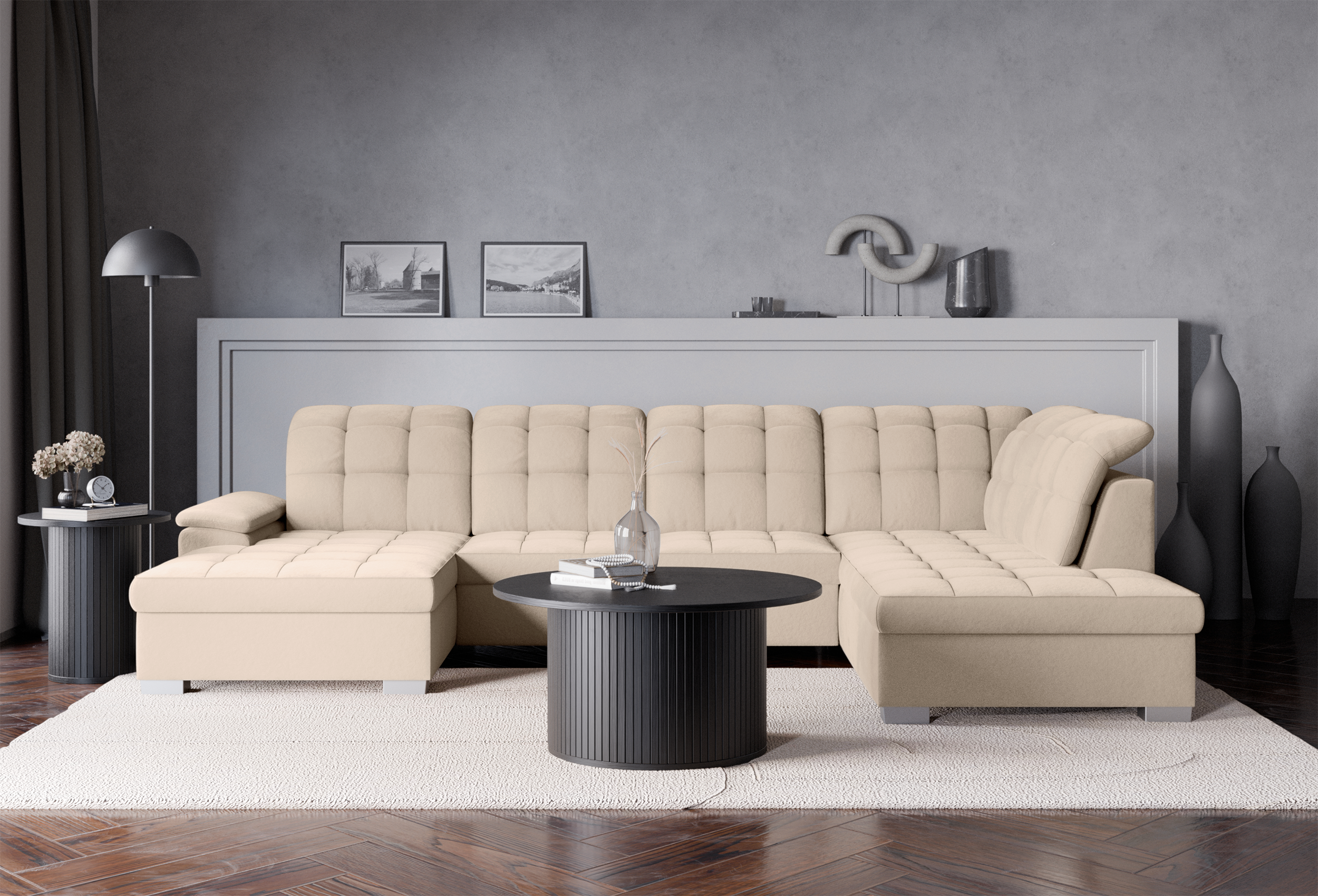 selsey-jamaal-ecksofa-u-f-rmig-links-mit-schlaffunktion-und-stauraum-beige-samtv image 2