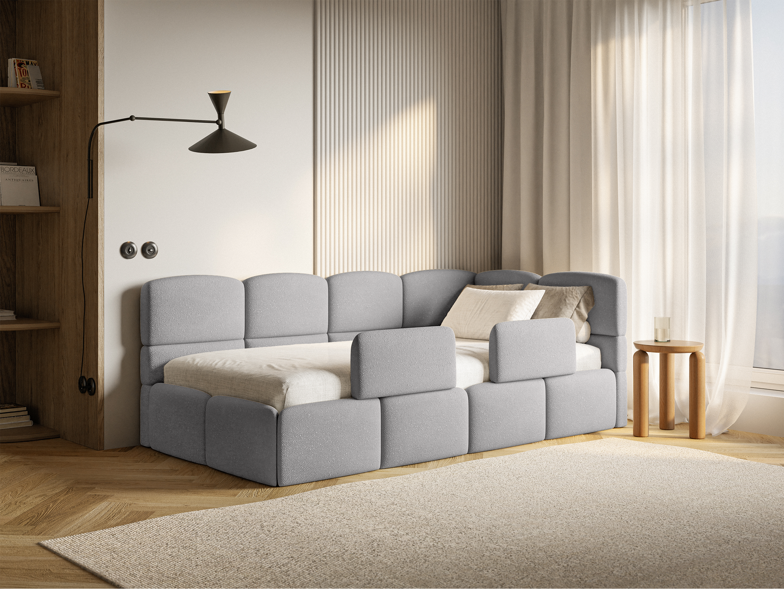 selsey-cloudy-jugendbett-90x200-cm-rechts-mit-matratze-stauraum-hellgrau-chenill image 4
