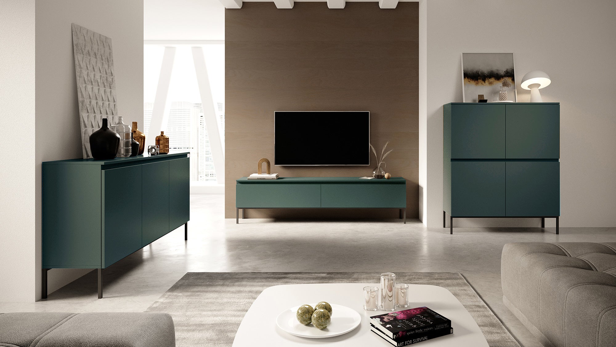selsey-bemmi-tv-schrank-150-cm-dunkelgr-n-lowboard-eiche image 2