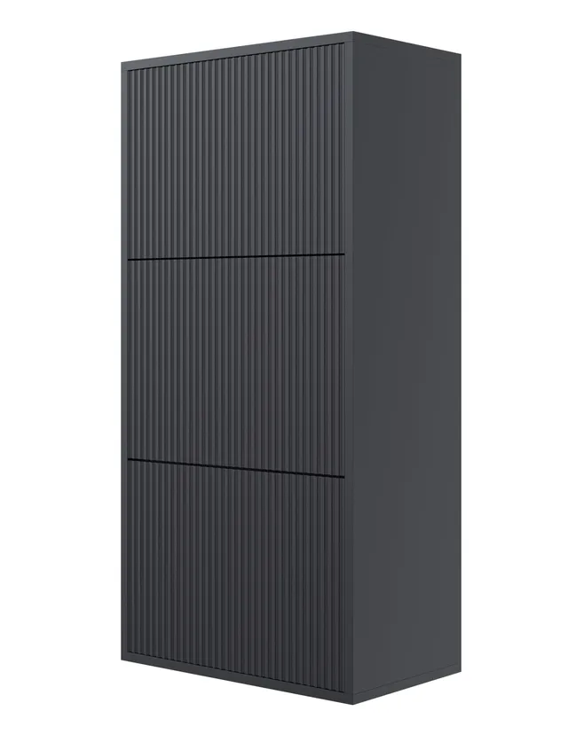 selsey-veldio-schuhschrank-50-cm-mit-3-f-chern-und-gefr-ster-front-schwarz-zum-a image 1