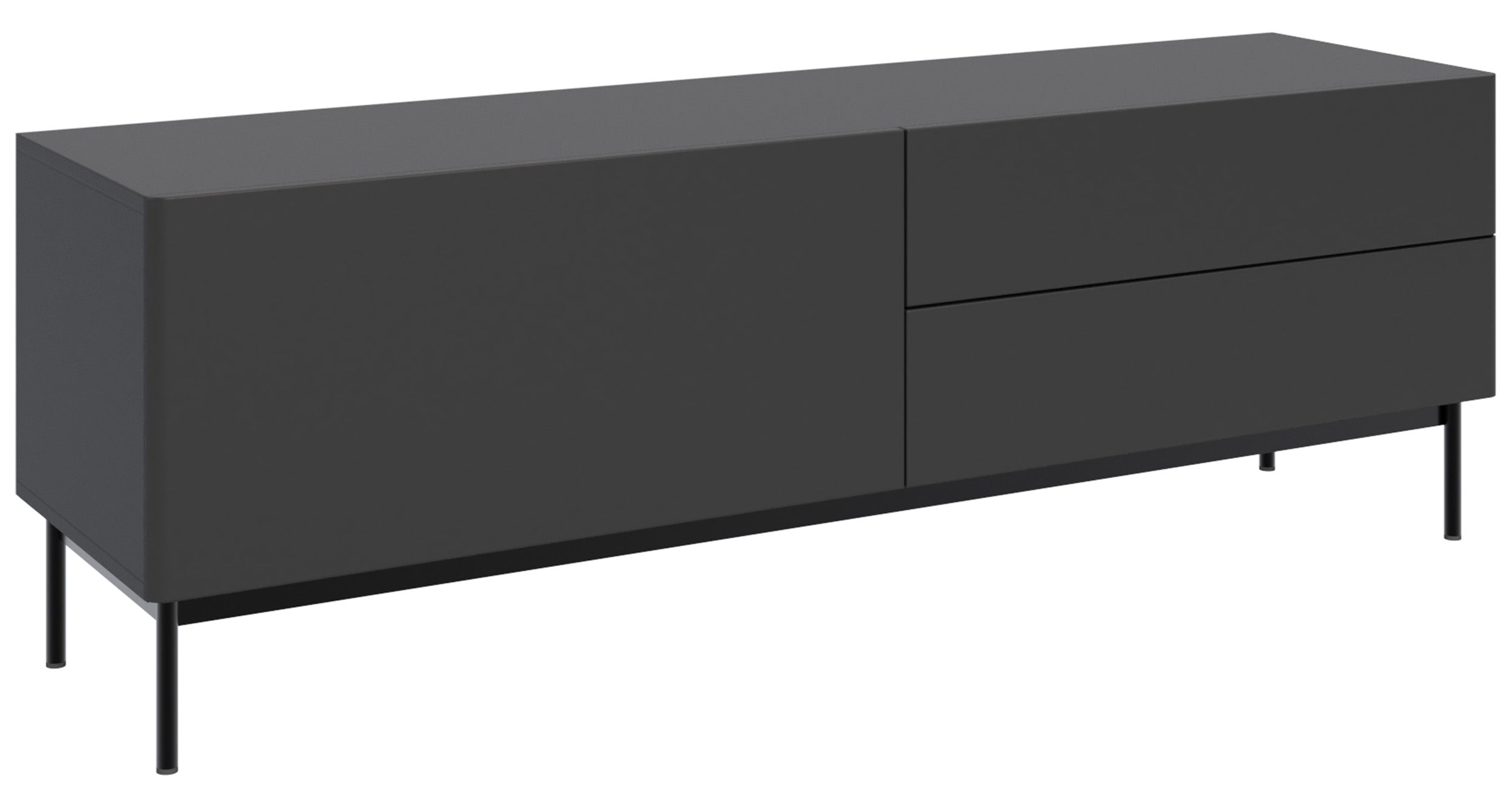 selsey-olio-tv-schrank-160-cm-mit-klappe-und-zwei-schubladen-schwarz image 2