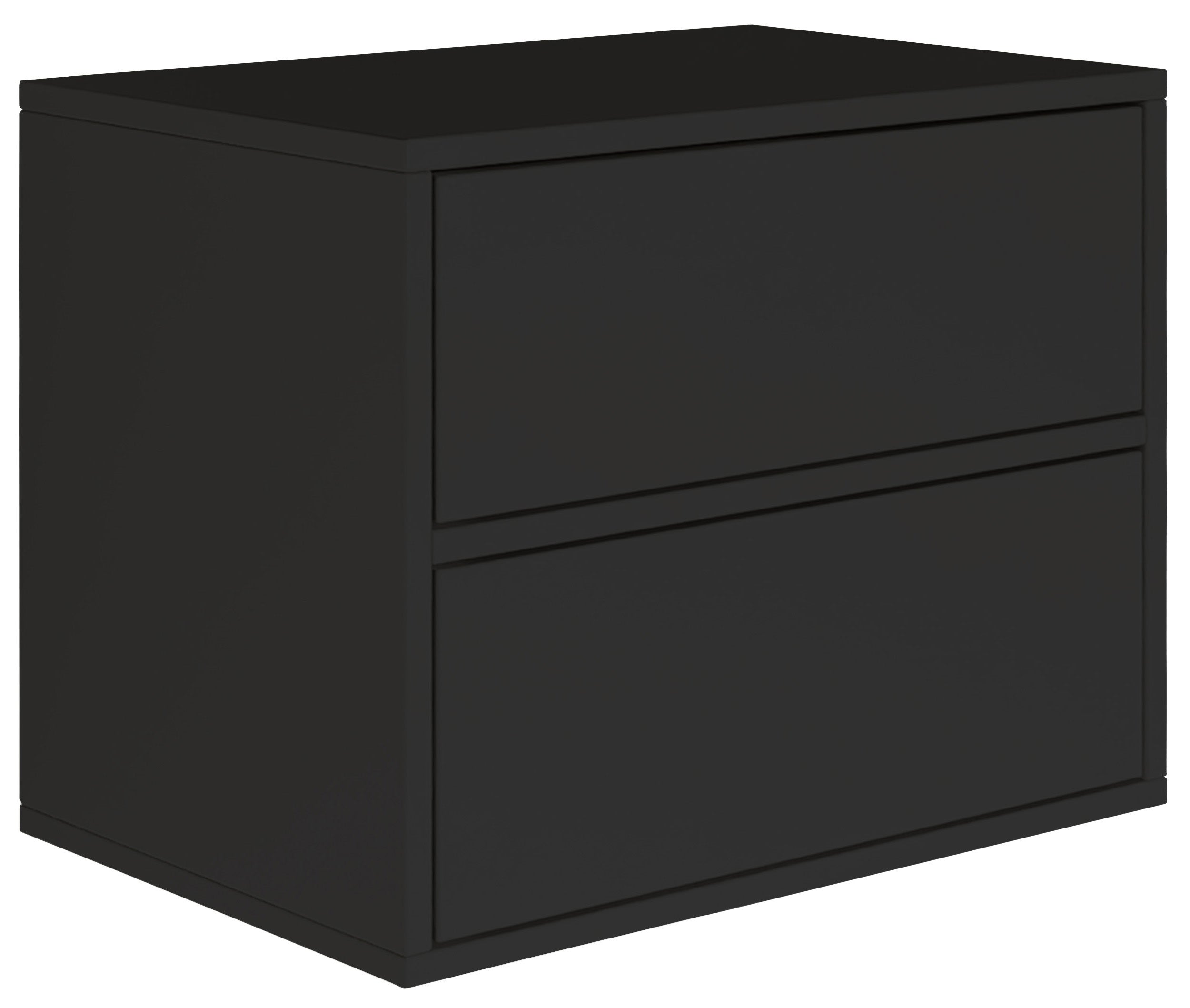 selsey-framme-h-ngender-nachttisch-mit-zwei-schubladen-50-cm-schwarz image 1