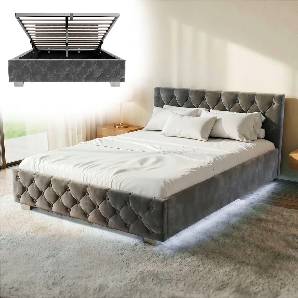 juskys-polsterbett-nizza-120x200-cm-samt-bett-mit-chesterfield-kopfteil-und-led- image 1