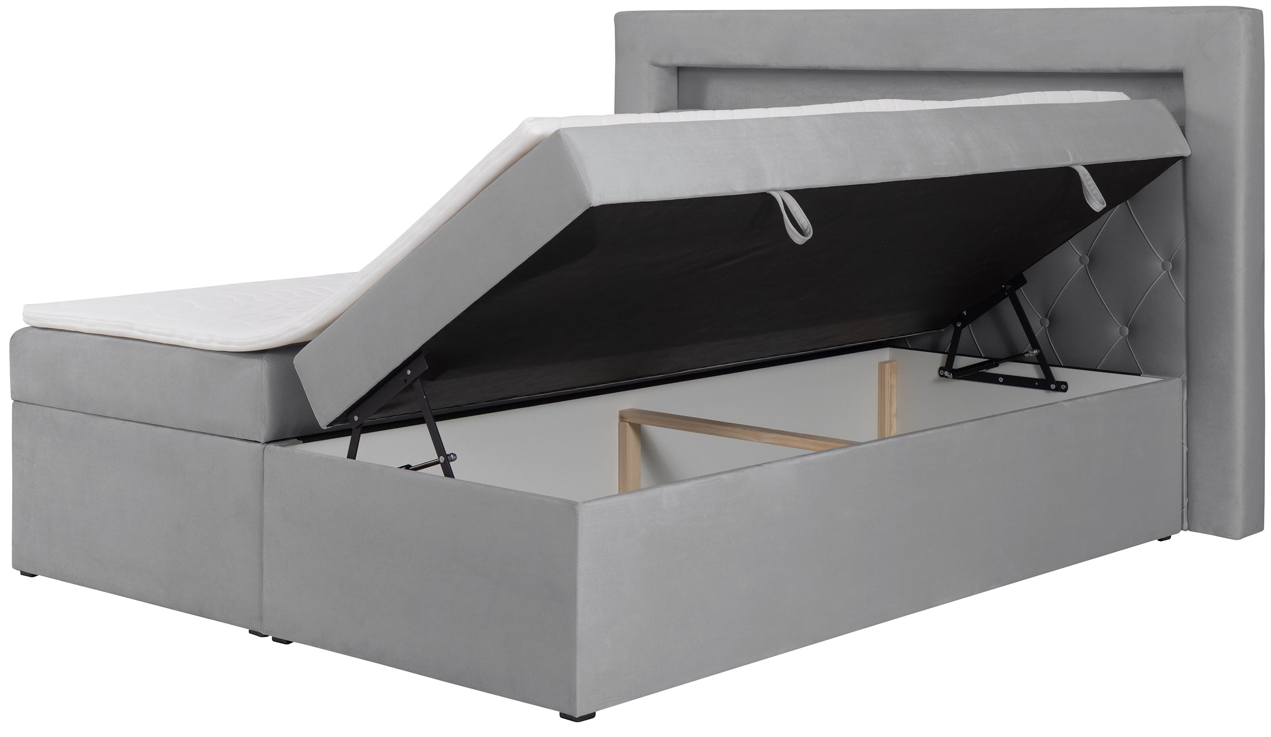 selsey-goldess-kontinentalbett-140x200-cm-grauer-samt-mit-stauraum-und-led-beleu image 8