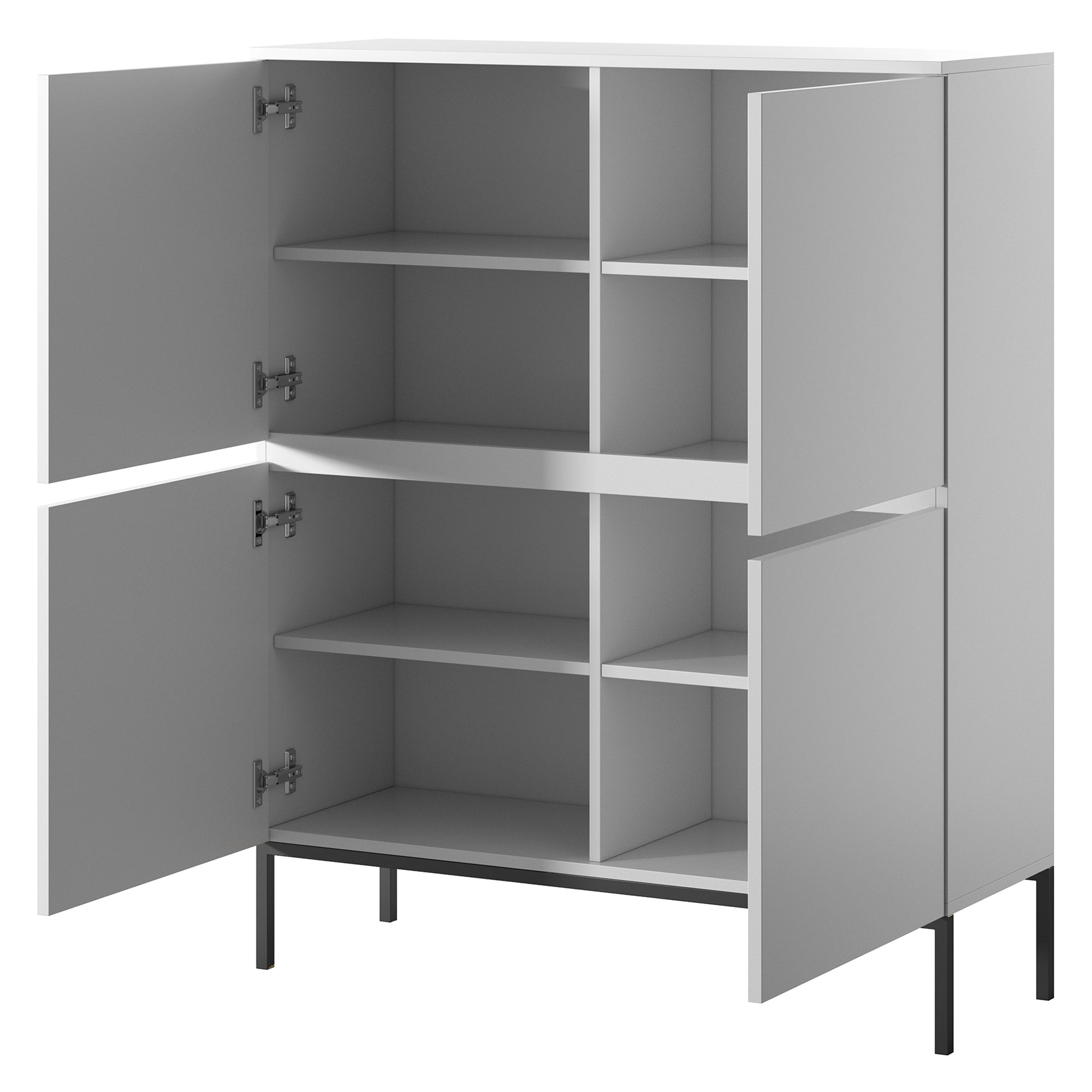 selsey-bemmi-hohe-kommode-100-cm-wei-mit-schwarzen-beinen image 6