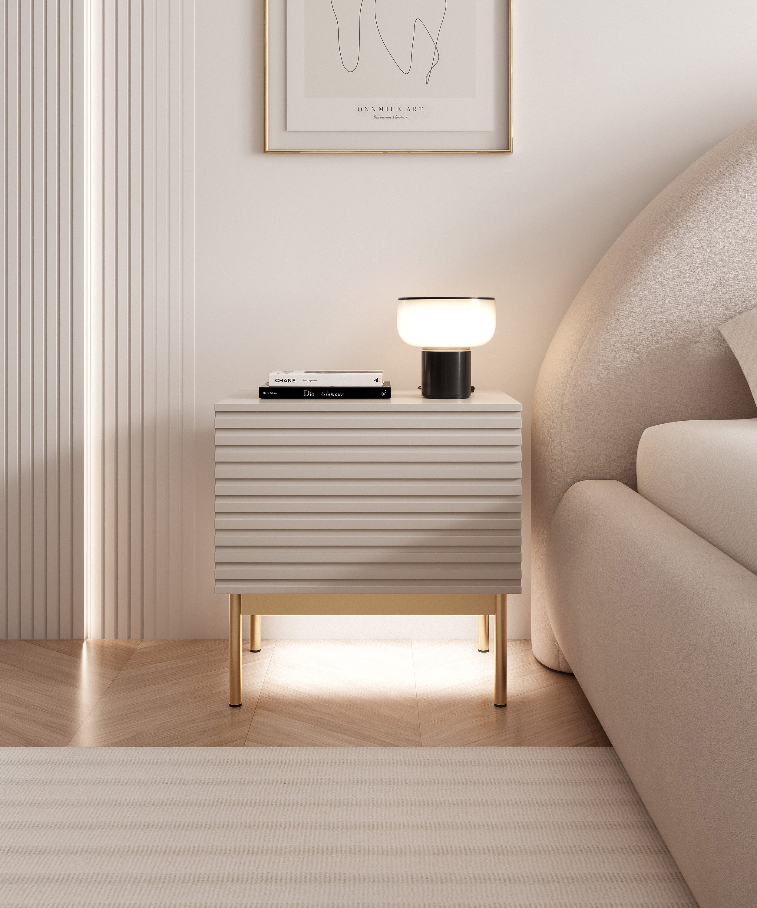 selsey-linearis-nachttisch-mit-klappfach-und-led-beleuchtung-46-cm-kaschmir-gold image 4